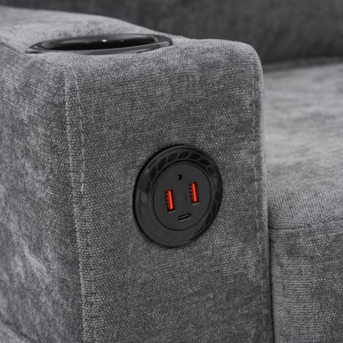 Canapé Modulable 4 Places Gris Anthracite Méridienne Amovible, Ports USB Et Porte-gobelet