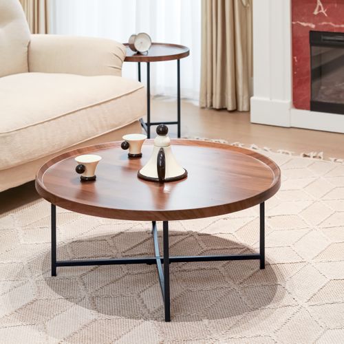 Ensemble Tables Basses Gigognes Rondes Plateaux Bois