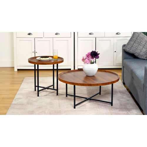 Ensemble Tables Basses Gigognes Rondes Plateaux Bois