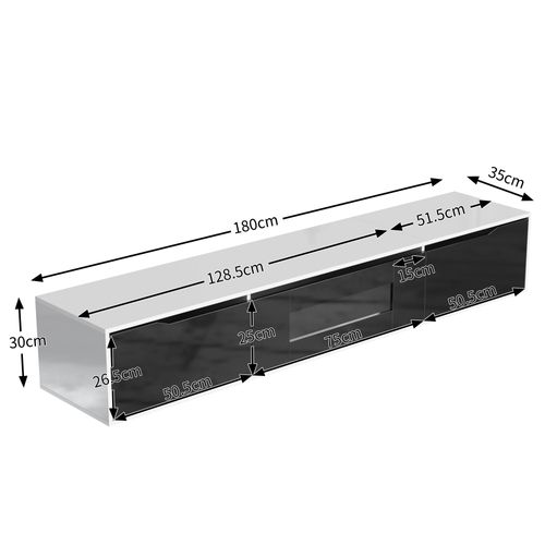 Meuble TV Brillance Noir Et Blanc Avec Éclairage LED à Couleur 180*30