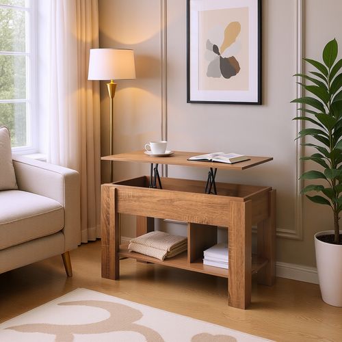 Urban Meuble Table basse relevable effet bois et marron 96x50 cm