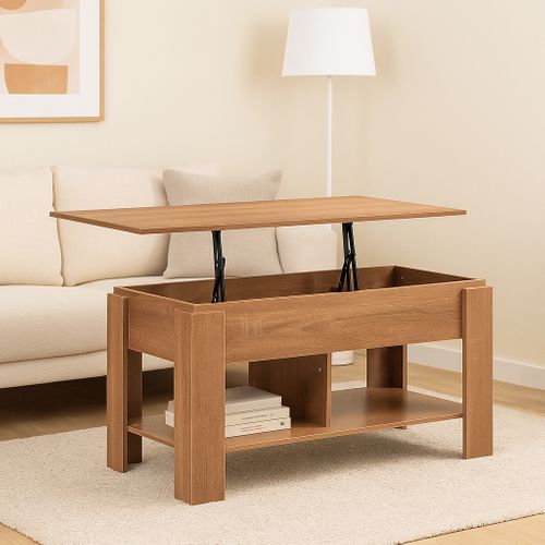 Urban Meuble Table basse relevable effet bois et marron 96x50 cm