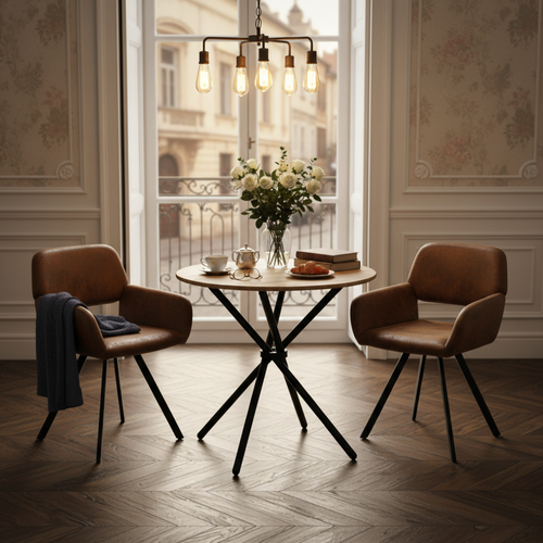 Lot De 2 Chaises De Salle à Manger Vintage Rotative Tissu Suède Marron