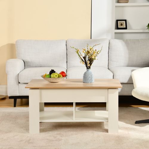 Urban Meuble Table basse relevable effet bois et blanc 96x50 cm