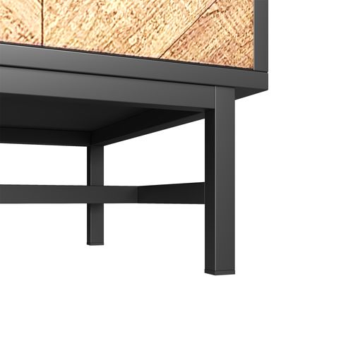 Meuble TV Moderne Et Minimaliste Effet Bois Noir Avec 2 Portes 150*38*55cm