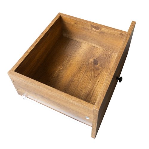 Buffet Haut Moderne Effet Bois Avec Deux Portes, Trois Tiroirs Et Étagères Ouvertes