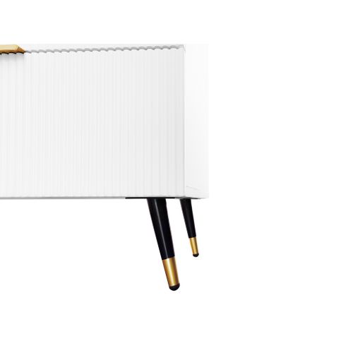 Commode Élégant Blanc Design Moderne, 6 Tiroirs Poignets Et Point De Pieds Dorés 120*40*77cm