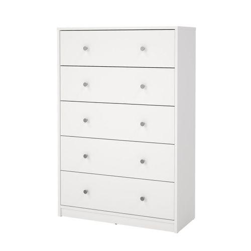 Commode 5 Tiroirs Blanc H108,1 Cm