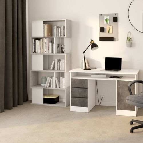 Bibliothèque L. 80 CM CLASS 2 imitation béton/blanc