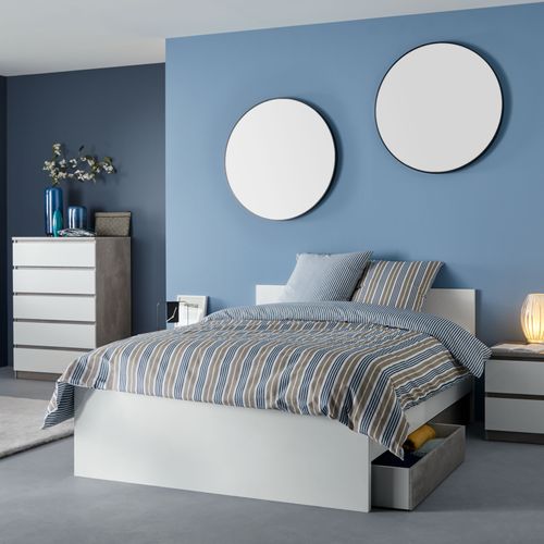 2 tiroirs de rangement pour blanc et béton BEST LAK lit 90x190 et 140x190 cm