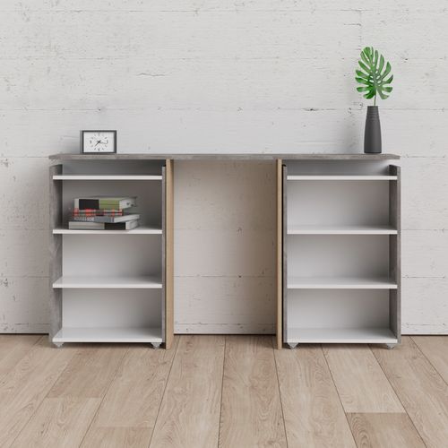 Tête de lit 140 cm avec BEST LAK rangement blanc laqué béton