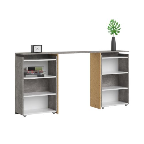 Tête de lit 160 cm avec BEST LAK rangement blanc laqué béton