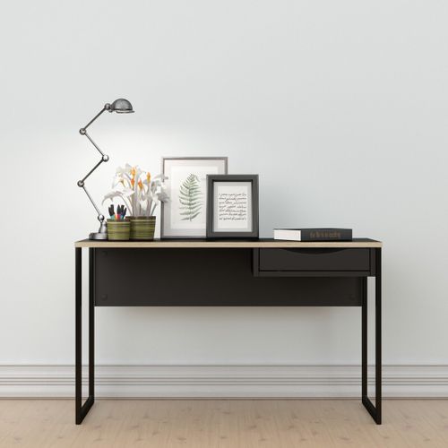 Bureau Avec 1 Tiroir Et Piètement Métallique L130 Cm - Noir