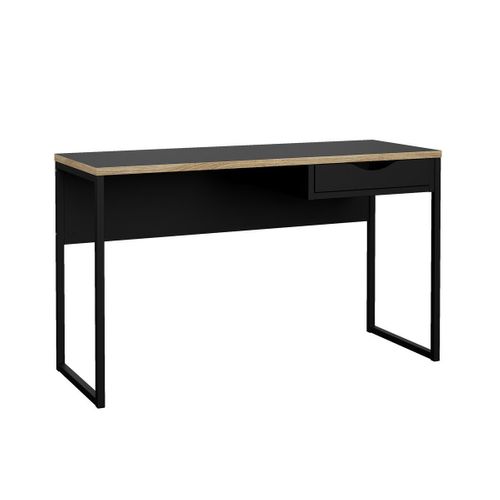 Bureau Avec 1 Tiroir Et Piètement Métallique L130 Cm - Noir