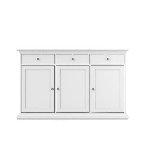 Enfilade 3 Portes 3 Tiroirs - Blanc - L 143,7 X P 46,1 X H 91,7 Cm