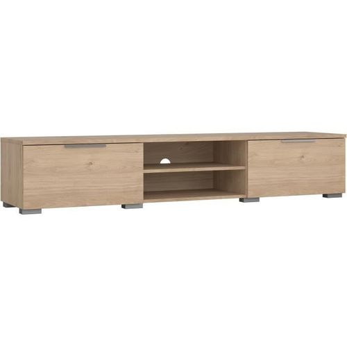 Meuble TV - Match - Beige Effet Bois Mat  - 2 Tiroirs, Une Niche - 172,7 X 39,9 X 33,1 Cm