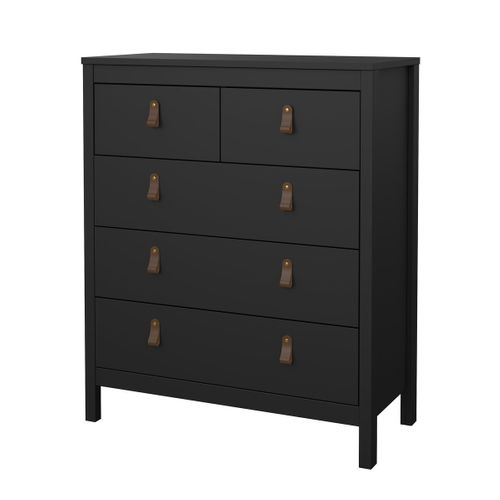 Commode 5 Tiroirs Noir Mat H98,9 Cm