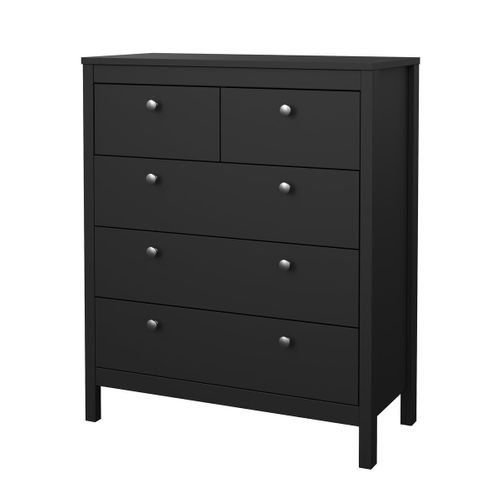 Commode 5 Tiroirs Noir Mat H98,9 Cm