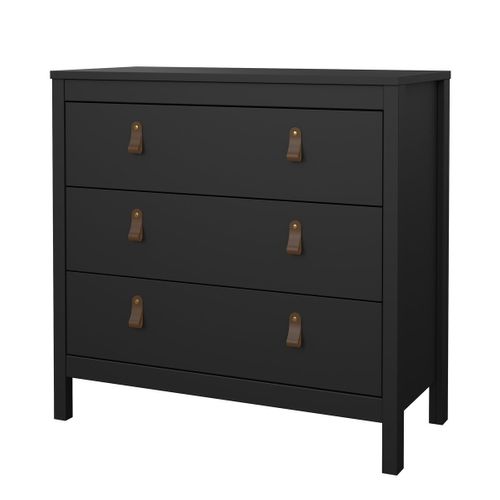 Commode 3 Tiroirs Noir Mat L82,3 Cm