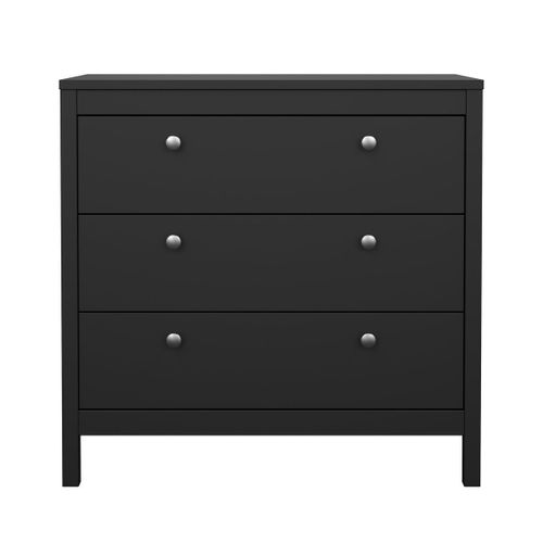 Commode 3 Tiroirs Noir Mat L82,3 Cm