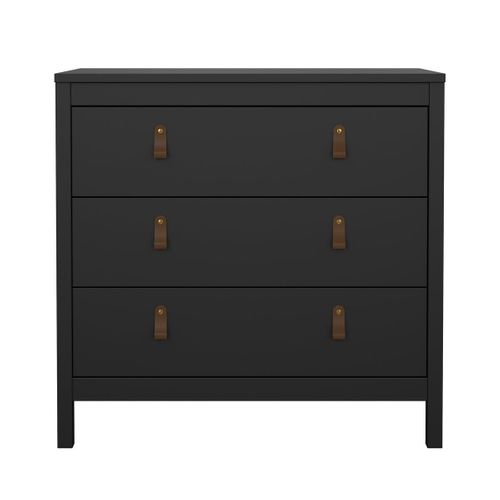 Commode 3 Tiroirs Noir Mat L82,3 Cm