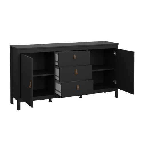 Buffet 2 Portes Et 3 Tiroirs Noir Mat L151,4 Cm