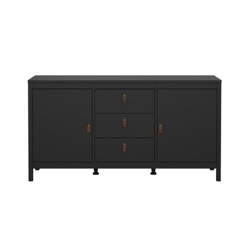 Buffet 2 Portes Et 3 Tiroirs Noir Mat L151,4 Cm