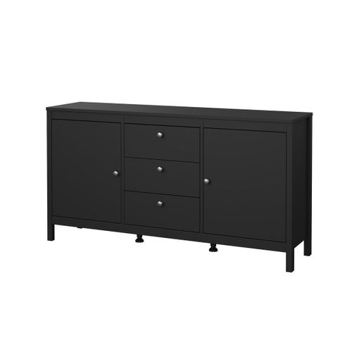 Buffet 2 Portes Et 3 Tiroirs Noir Mat L151,4 Cm