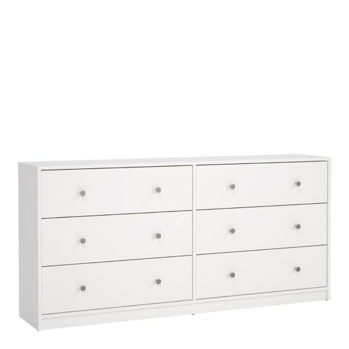 Commode Oregon 2x 3 Tiroirs - Décor Blanc - L 143 X P 30 X H 68 Cm - TVilum