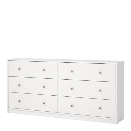 Commode Oregon 2x 3 Tiroirs - Décor Blanc - L 143 X P 30 X H 68 Cm - TVilum