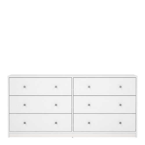 Commode Oregon 2x 3 Tiroirs - Décor Blanc - L 143 X P 30 X H 68 Cm - TVilum