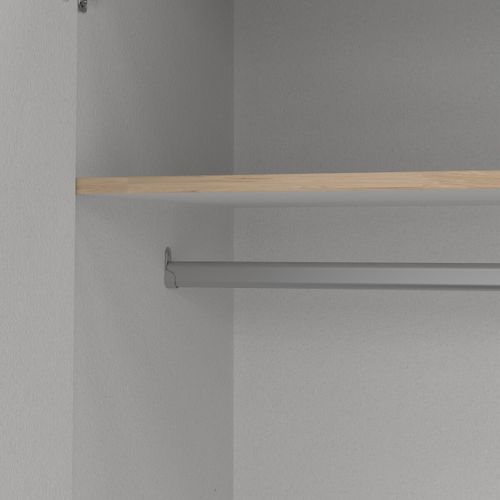 Armoire Vega - Décor Chene Jackson - 4 Portes + 3 Tiroirs - L 195,5 X P 49,6 X H 200,4 Cm