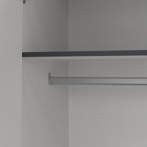 Armoire - Décor Gris Anthracite - 4 Portes + 3 Tiroirs - L 195,5 X P 49,6 X H 200,4 Cm