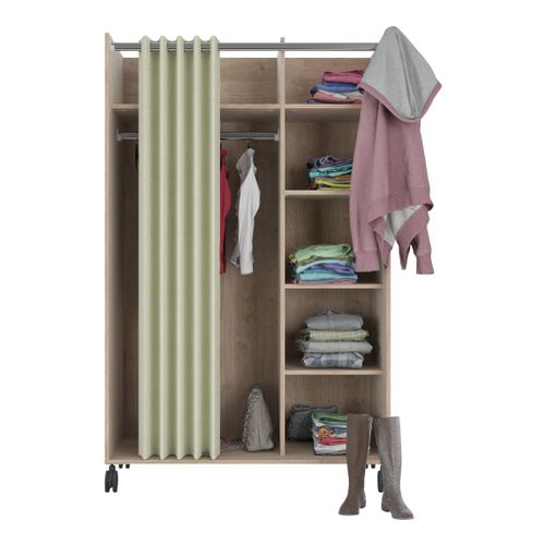 Kit dressing avec rideau L.100 cm MOVE 2 imitation chêne