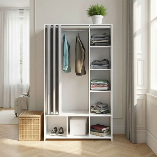 Kit dressing avec rideau gris L.105 cm OPTIMAL 2 blanc