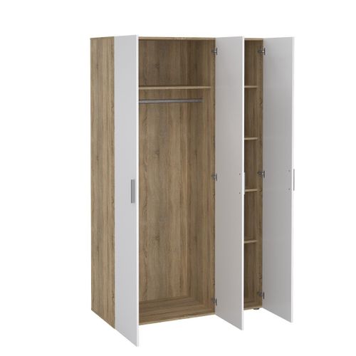 Armoire Avec 3 Portes Décor Chêne Et Blanc Brillant H200,9 Cm