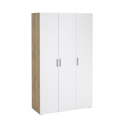 Armoire Avec 3 Portes Décor Chêne Et Blanc Brillant H200,9 Cm
