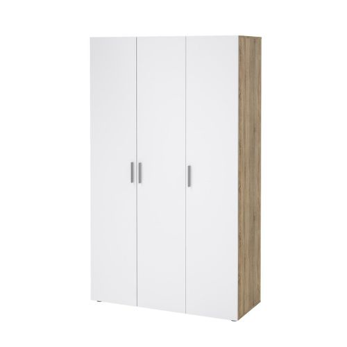 Armoire Avec 3 Portes Décor Chêne Et Blanc Brillant H200,9 Cm