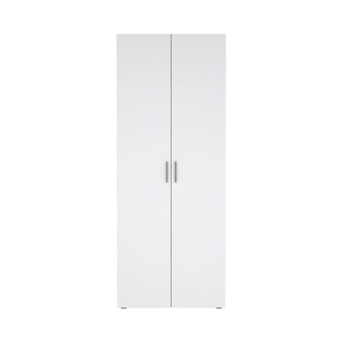 Armoire 2 Portes Décor Chêne Et Blanc Brillant H200,9 Cm