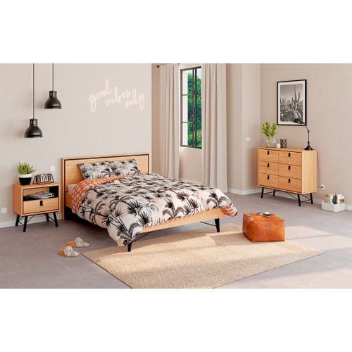 Lit 140x190 cm BORGEN imitation chêne noir