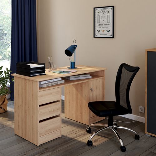 Bureau 3 tiroirs et 1 porte CLASS imitation chêne
