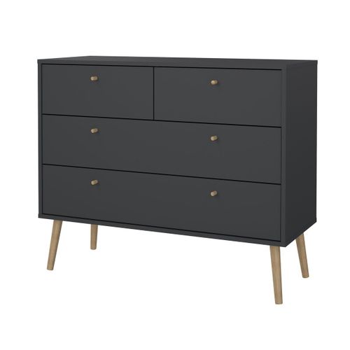 Commode 4 Tiroirs Avec Pieds En Bois L98,7 Cm