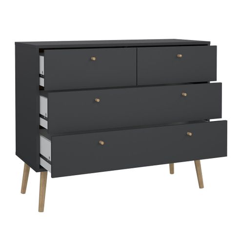 Commode 4 Tiroirs Avec Pieds En Bois L98,7 Cm