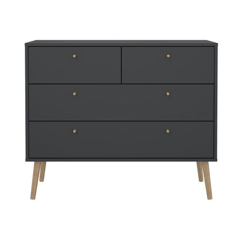 Commode 4 Tiroirs Avec Pieds En Bois L98,7 Cm