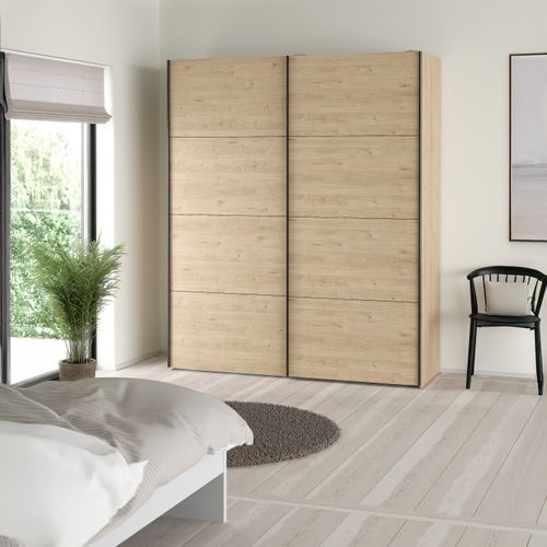 Armoire 2 portes coulissantes ELEGANCE XL L.180 cm chêne