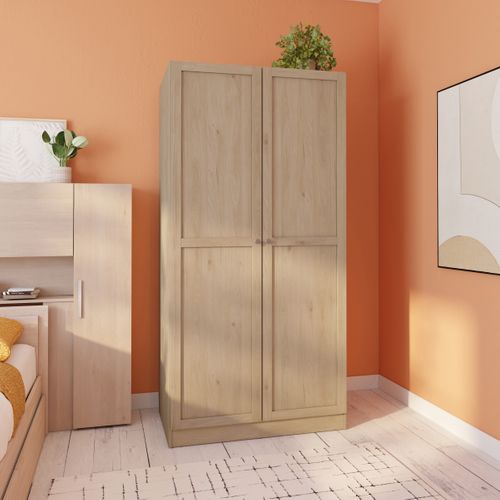 Armoire 2 portes L. 98,5 cm BILLUND imitation chêne