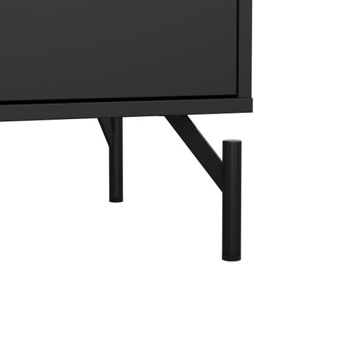 Commode 4 Tiroirs Noir Mat Avec Piètement Métallique H95,8 Cm