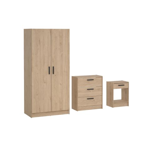 Lot Armoire Commode Chevet ESCAPE  imitation chêne