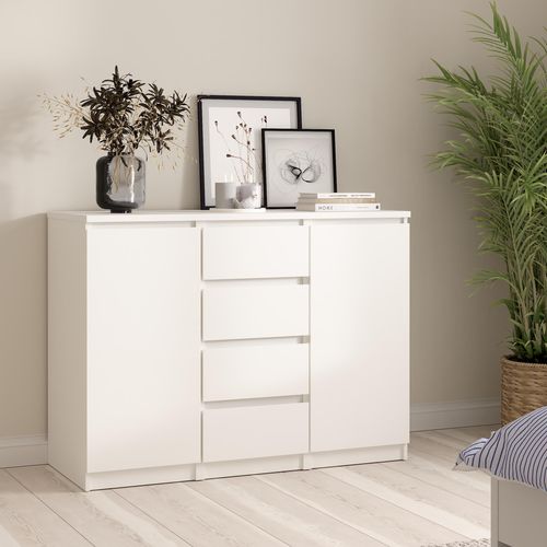 Rangement 2 portes 4 tiroirs BEST Blanc mat