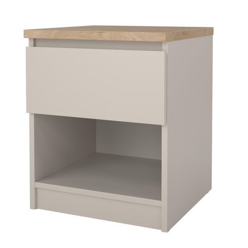 Chevet 1 tiroir 1 niche BEST Grège/chêne